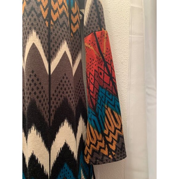 Lilypad Dress Sz 1X Plus Multicolor Chevron Pattern Sweater Knit On/Off Shoulder - Picture 4 of 6